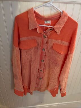 NWT Coral Button-Front Lightweight Shirt